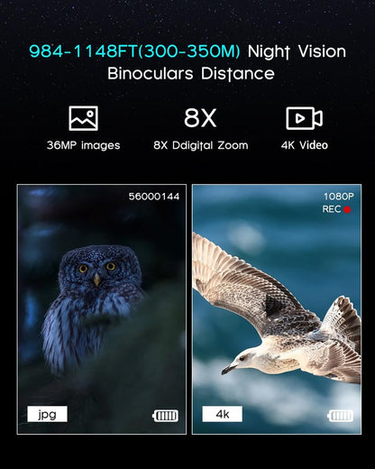 4K Night Vision Binoculars with Video Recording for Men, for Dad & Husband, 3.2" HD Display, 8X Zoom, 32GB Card,Gifts for Valentine’s Day, Birthday, Outdoor Camping and Wildlife Observation