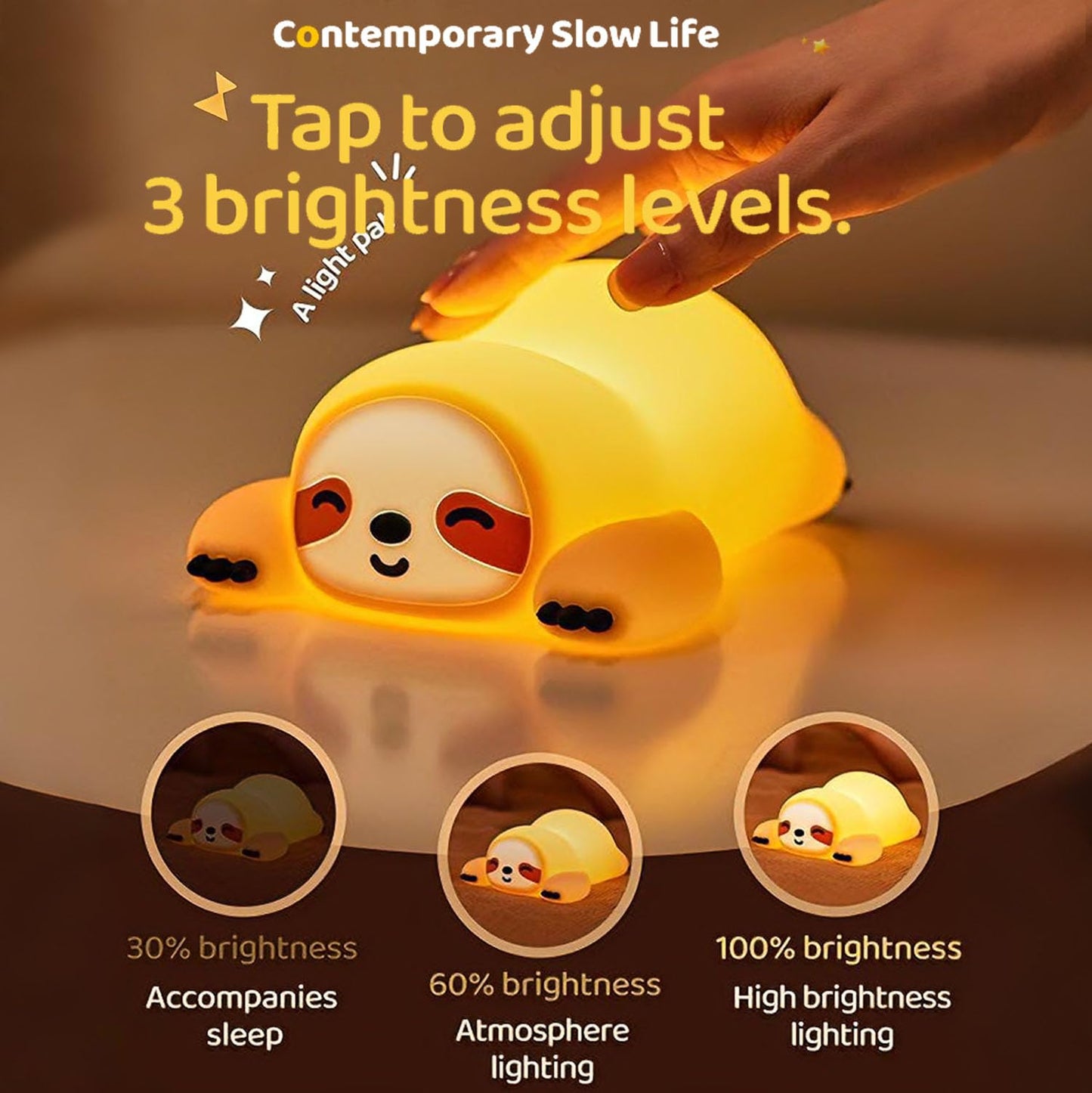 DREAMING MY DREAM Squishy Sloth Night Light,LED Novelty Animal Nightlight,3 Levels Dimmable,30Min Timer Nursery Nightlight for Kids, Bedroom Baby Boys Girls Gifts