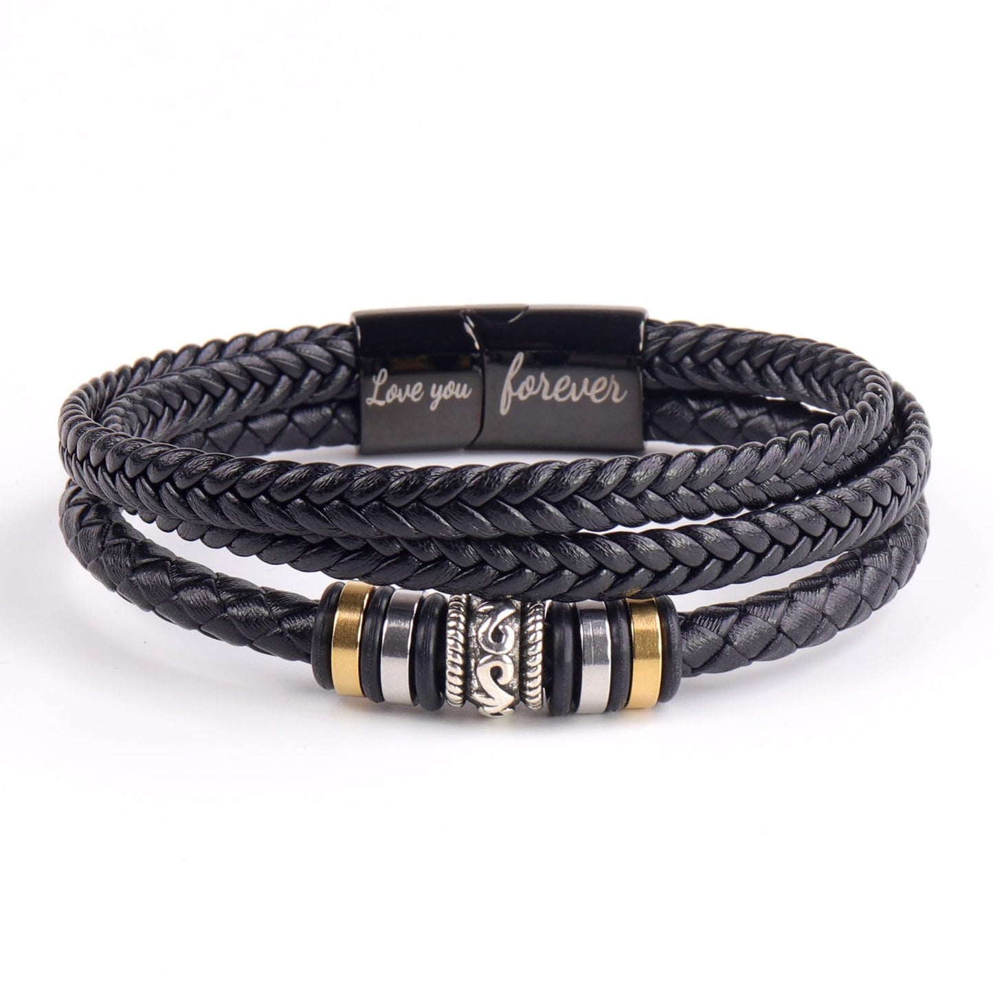LIU JUN To My Son Grandson Bracelet From Mom Grandma, Infinity Knot Love You Forever Linked Together Handmade Leather Cuff Mens Birthday Weave Gift Jewelry (Love You Forever)