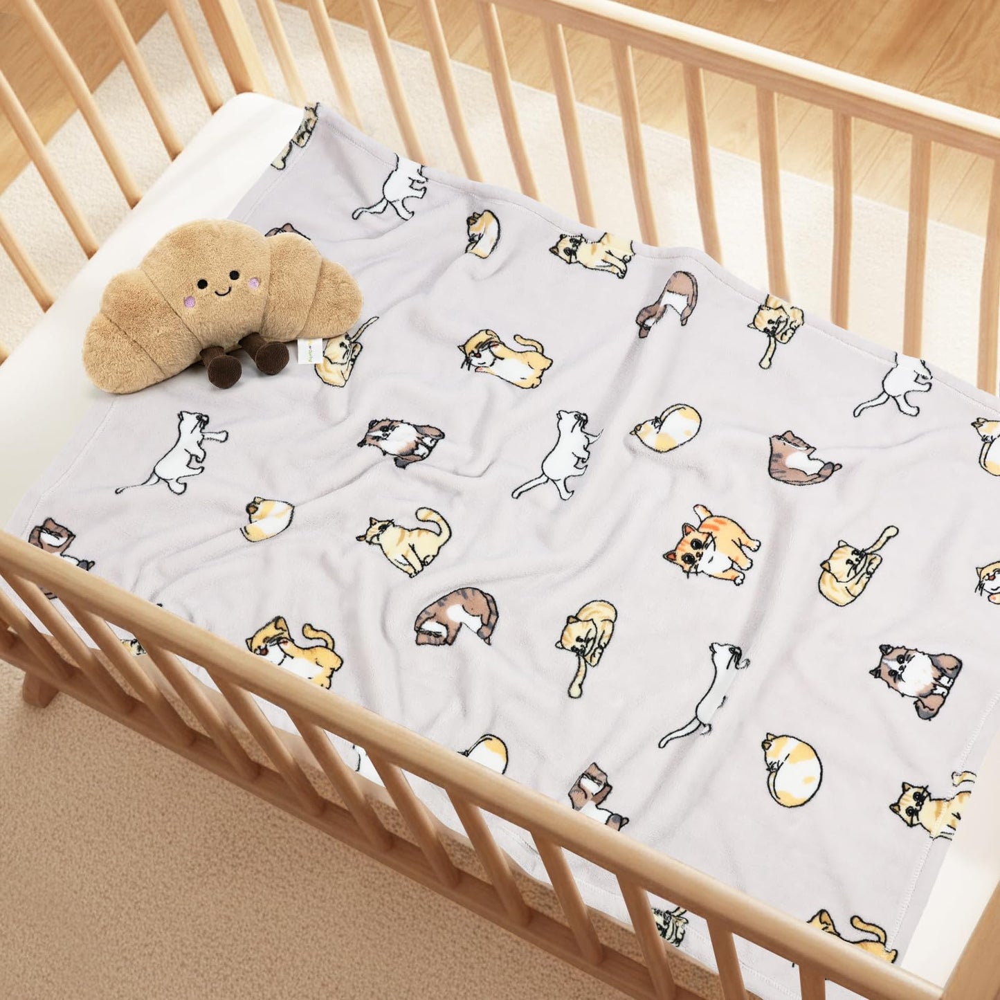 VigorSpring Cat Throw Blanket for Cat Lovers, Cute Kitten Print, Ultra Soft Flannel Fleece Plush Blanket for Couch Sofa Bed,Cats Gifts for Kids Toddler Girls Boys,Grey - 30x40 Inch