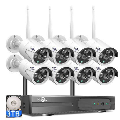Hiseeu Wireless Pro WiFi Security Camera System, 16CH 4K NVR Kit, Plug-in Powered 12Pcs 5MP CCTV Home Security Camera System for Indoor/Outdoor, Night Vision, Waterproof, Motion Detection, 3TB HDD
