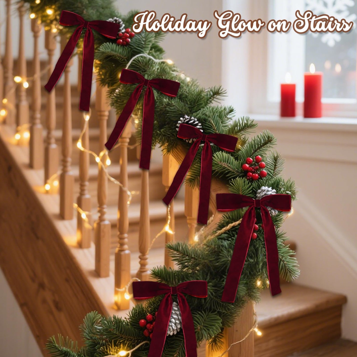 Hekocap 18 Pcs Burgundy Velvet Bows for Christmas Tree – Burgundy Velvet Christmas Tree Bows, Holiday Decorations for Garland Wreath Bow (5 * 7", 1" Wide)