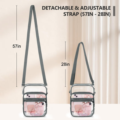 Blvornl Clear Crossbody Bag with Adjustable Shoulder Strap, Stadium Approved PVC Purse Bag, Messenger Bag