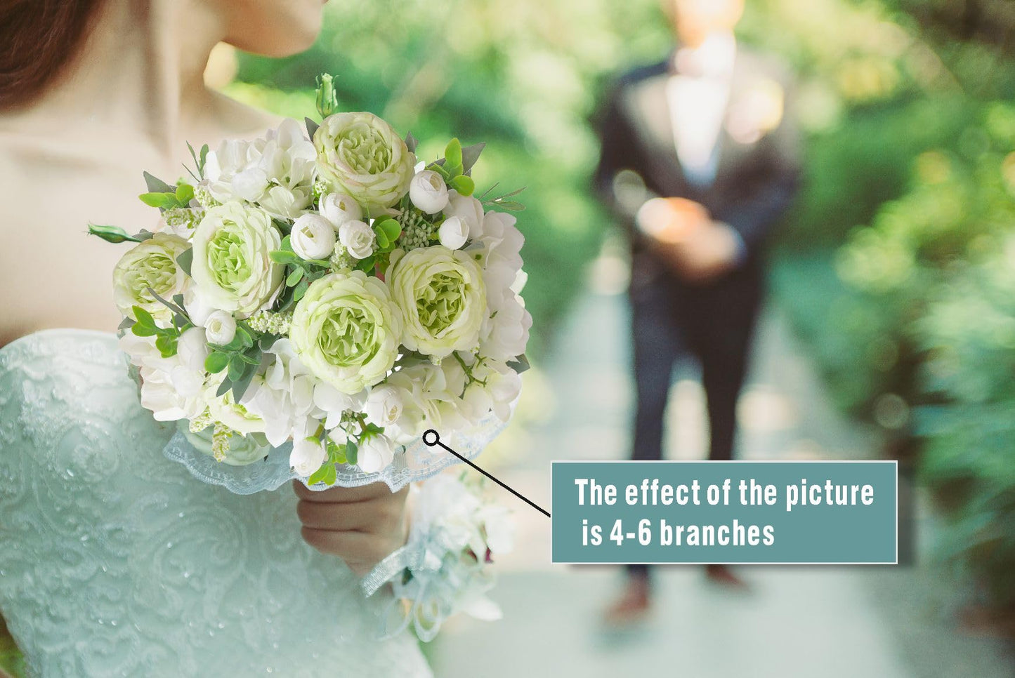 karoro 4 Bunches Peonies Artificial Flowers, Silk Peonies Flowers Fake Bouquet Faux Floral Arrangements for Centerpiece Table Wedding Party Home Decor (4, Green White)