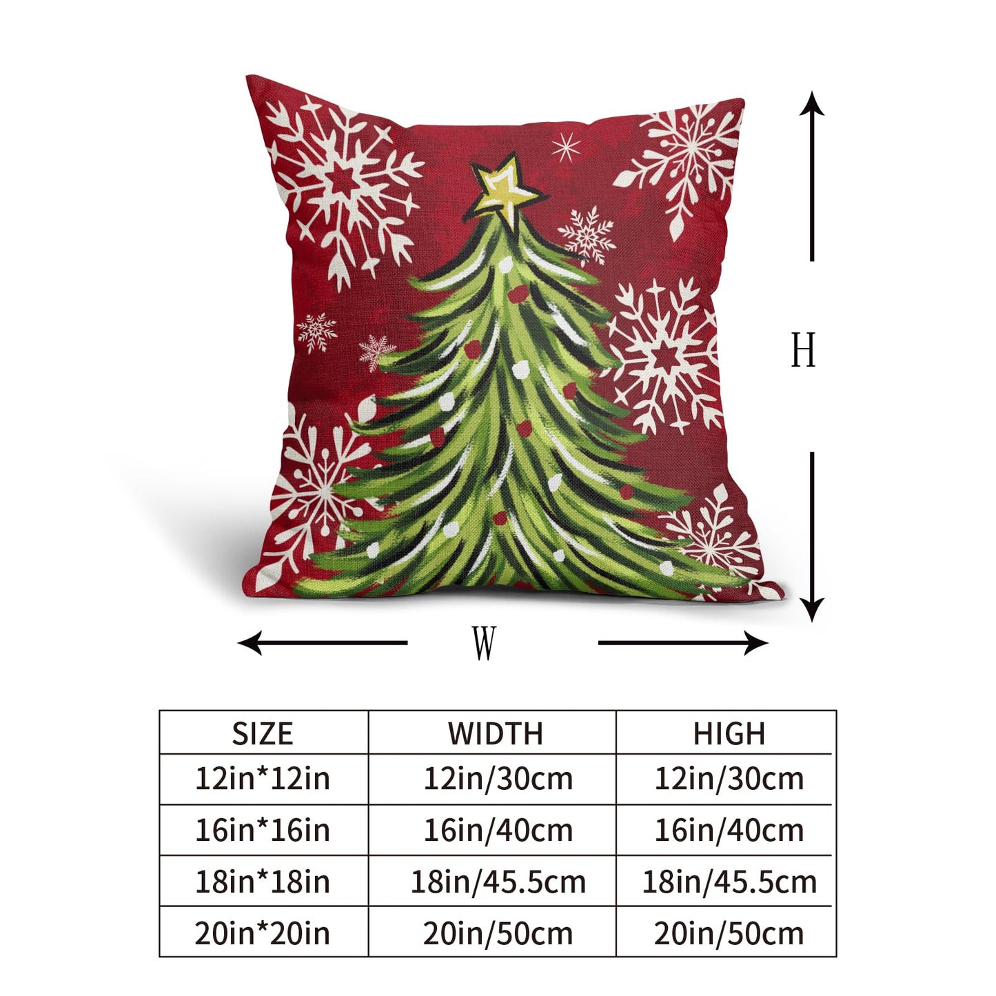 Sivirary Christmas Pillow Covers 18x18 Inch Set of 2 Dark Red Green Xmas Tree Snowflake Holiday Decorative Winter Throw Pillowcases Outdoor Seasonal Farmhouse Cushion Cases Decor for Sofa Couch Bed