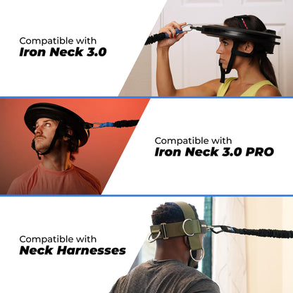 Iron Neck Resistance Band - Durable Exercise Band with Steel Carabiners for Neck Trainer, Exerciser, & Strengthener - Training, Strength Workouts, Stretching, & Rehab - Home Gym Accessories - 5 lbs.