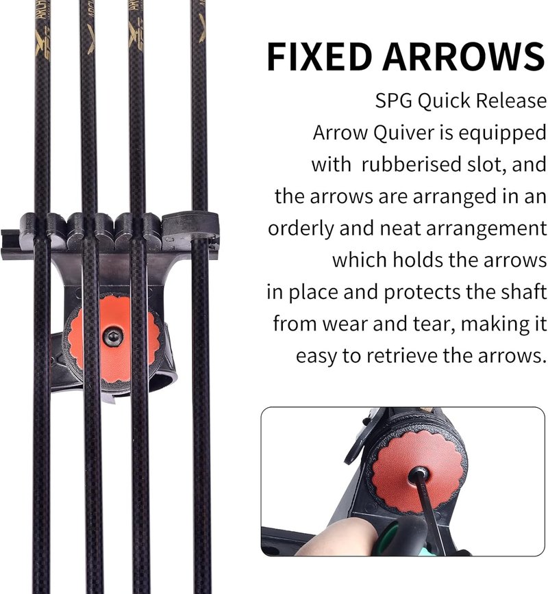 Adjustable Archery Arrow Quiver - Leather Holder with Quick Shoot System | Fits 4/6 Arrows for Longbow & Recurve Bow