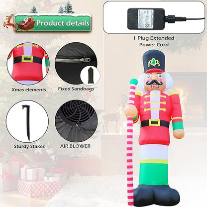 11.8ft Christmas Inflatables Nutcracker Soldier Giant Christmas Blow Up Yard Decorations Christmas Inflatable with Built-in LED Lights Yard Lawn Garden Home Party Decor