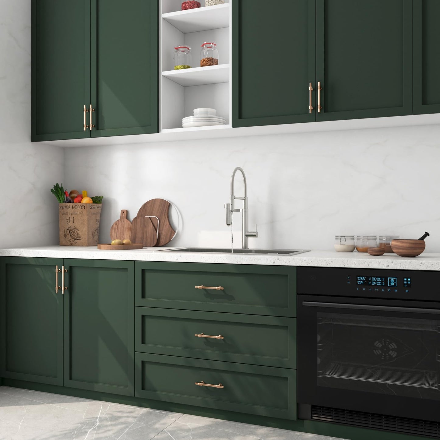FunStick 15.8"x240" Dark Green Peel and Stick Wallpaper for Kitchen Cabinet Wallpaper Waterproof Green Contact Paper Peel and Stick Cabinet Covering Self Adhesive Wall Paper for Bathroom Shelves Desk