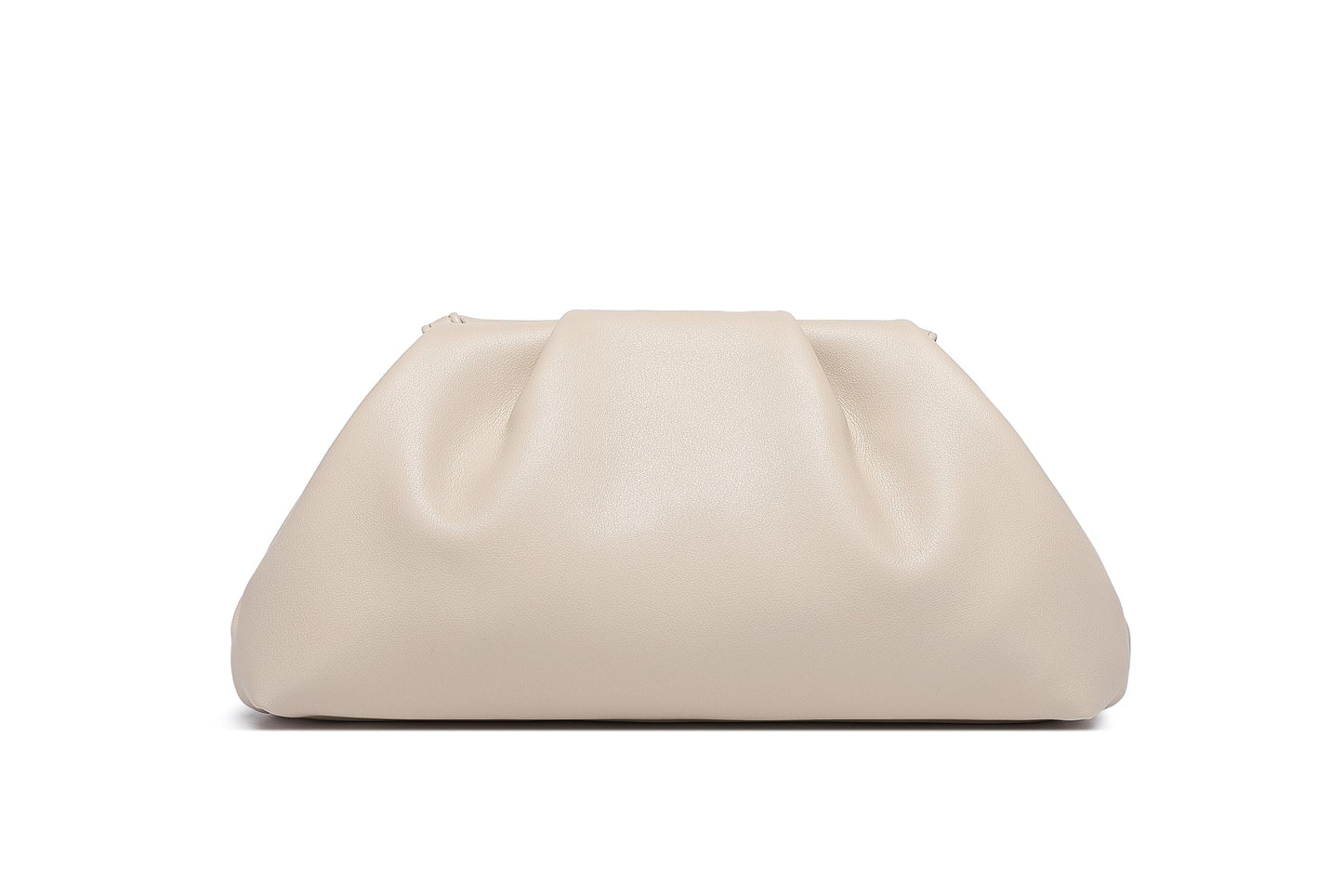 YUWITA Soft PU Leather Clutch Purses for Women Formal Elegant Luxurious Evening Bag (Beige)