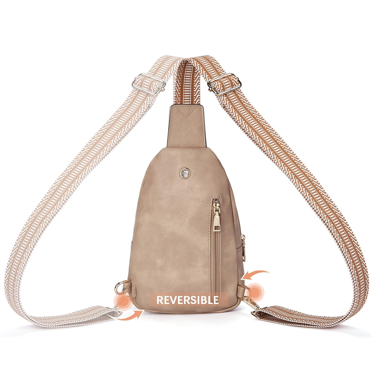 BOSTANTEN Small Sling Bag for Women Leather Crossbody Bags Fanny Pack Chest Bag for Travel, Light Brown