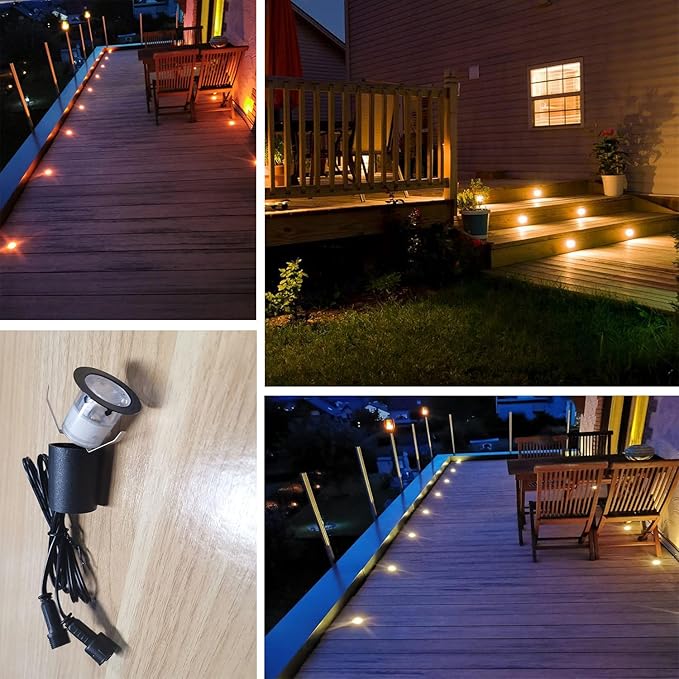 LED Recessed Deck Light Kits with Protecting Shell,LED Outdoor Landscape Lighting IP67 Waterproof,DC 12V Low Voltage Warm White for Garden,Yard,Stair,Patio,Kitchen Decoration In Ground(20 Pack)