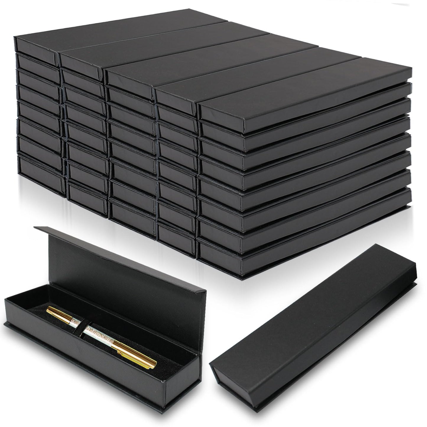 Olutacot 42 Pcs Pen Gift Boxes Empty Black Ballpoint Pen Gift Box with Cushion Pen Jewelry Display Box Empty Present Collection Cases for Birthday Souvenir Business Gifting Office Supplies
