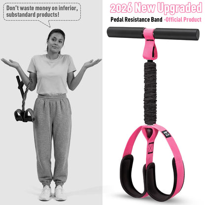 2026 Upgraded Durable Pedal Resistance Band with Handle, Thickened Latex Tubes and Soft Foam Fabric Foot Pedal, Sit Up Exercise Equipment for Abdomen, Waist, Arm, Core/ABS, Leg, Physical Therapy