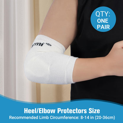 Awaiymi Heel And Elbow Protectors (One Pair) with Foam Pads, Lightweight Knit Elbows Pads for Elderly, Tendinitis, Arthritis and Plantar Fasciitis, Elbow Protector Sleeve for Men, Women, Medium Size