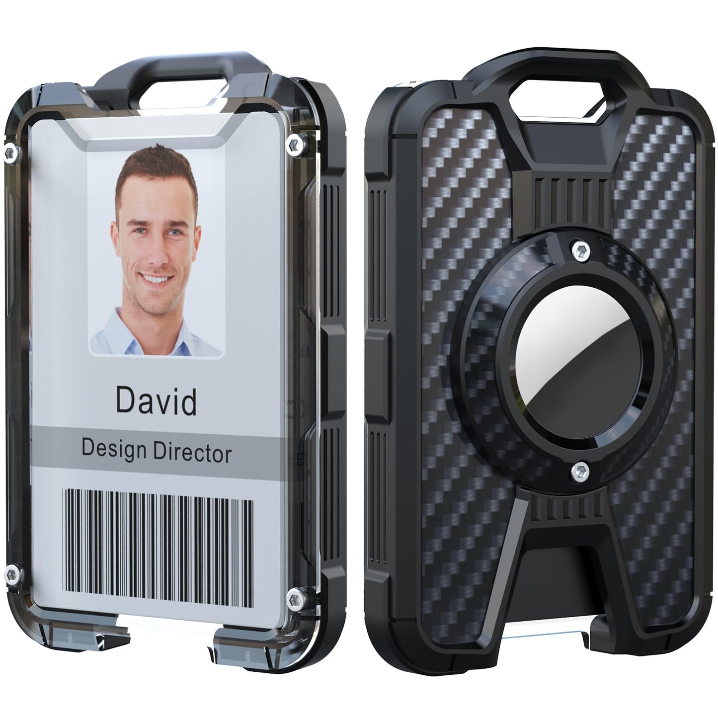 LIUGX Badge Holder for Airtag, with Retractable Keychain, Heavy Duty for Airtag Holder/Case, ID Card Holder (Holds 6 Cards), with 31.5” Badge Reel Key Chain, 10,000+ Rebound, 8oz