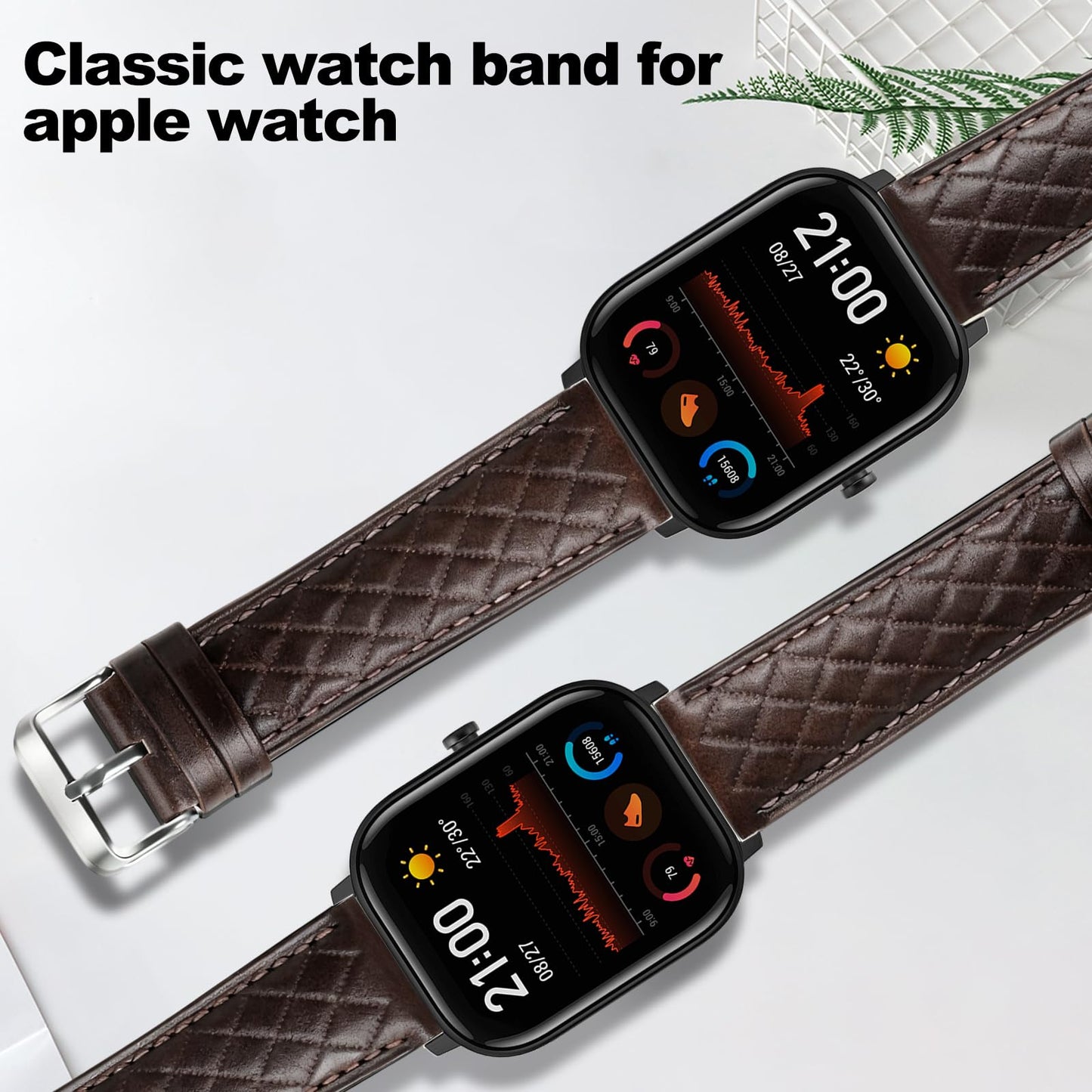 Women Genuine Lether Watch Band for Apple Watch, Dressy Soft Leather Watch Strap for Small Wrist, Compatible with Apple Watch Series 11 10 9 8 7 6 SE Ultra 3 2 1 38mm 40mm 41mm 42mm 44mm 45mm 46mm 49mm