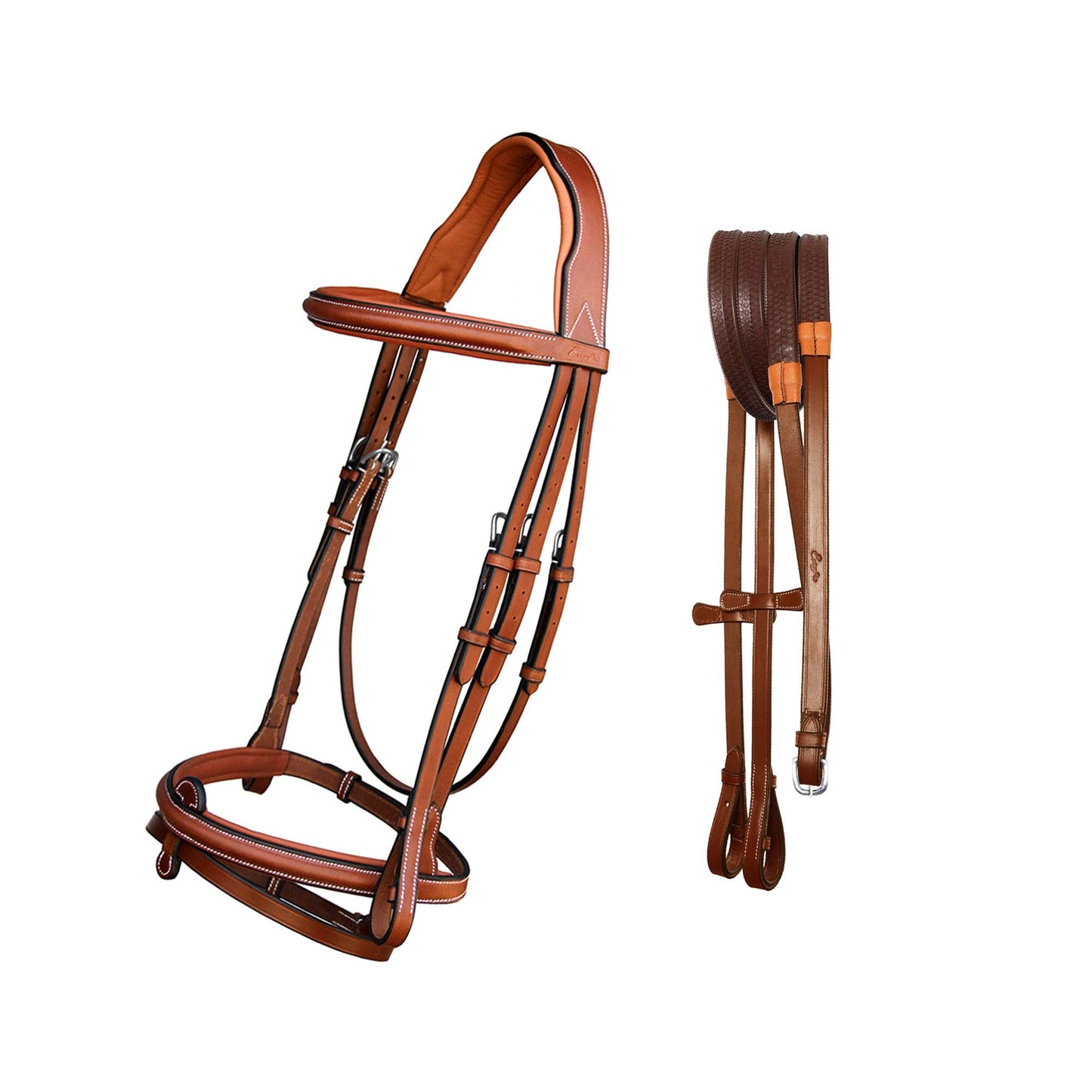 ExionPro English Hunter Jumping Bridle for Horses with Removable Flash Soft Yet Strong Rubber Reins | Royal Hunter Bridle | English Bridle for Horses (Conker, Full)