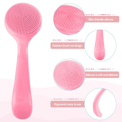 2Pack Silicone Face Brush Manual Face Scrub Brush Soft Facial Brushes Waterproof Exfoliating Face Brush Skin Friendly Face Cleaner Brush for Women and Men Blackheads Makeup Residues Removal