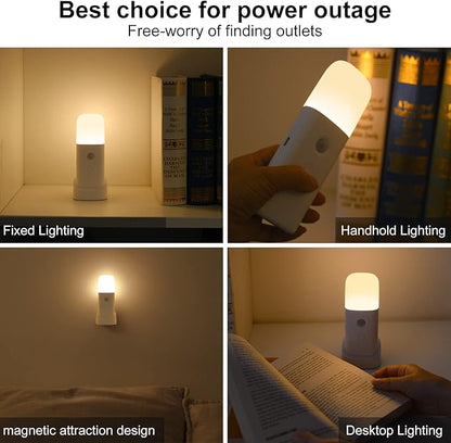 YELKO Motion Sensor Night Light, 2000mAh Rechargeable Night Lights Battery Powered, Portable Dimmable Nightlights with 5 Brightness Levels for Kids,Adults(Cool White 2Pack)