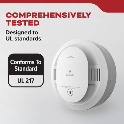 Kidde Smoke Detector, 10-Year Battery Powered, with LED Status Lights, 85 dB Alarm, 5-inches, 20SD10, 1 Pack