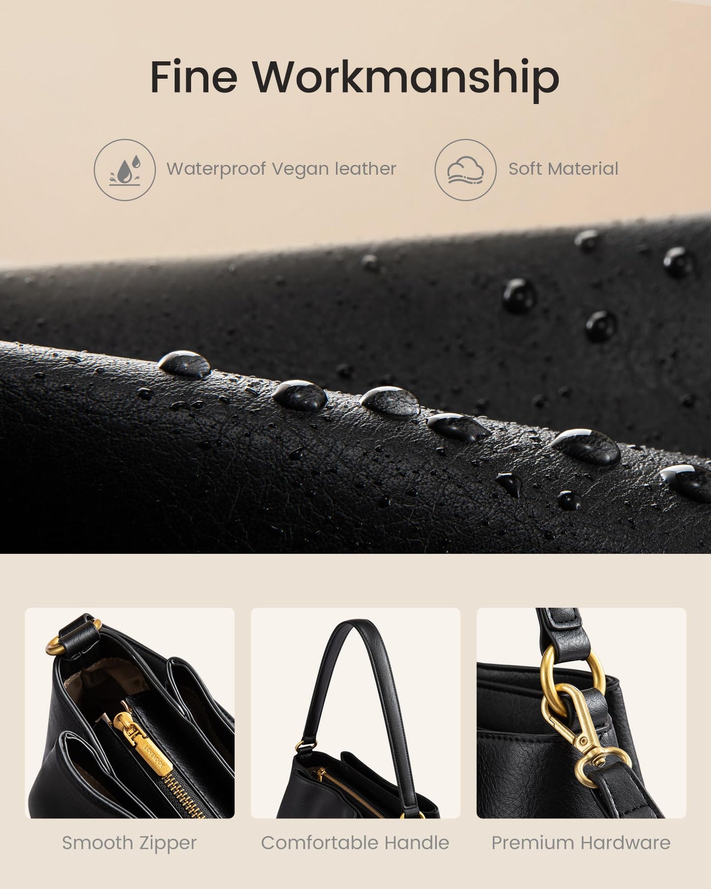 LOVEVOOK Hobo Crossbody Bag for Women with Three Large Compartments, Waterproof Shoulder Handbags Purse for work shopping travel