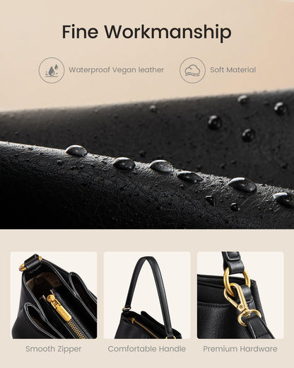 LOVEVOOK Hobo Crossbody Bag for Women with Three Large Compartments, Waterproof Shoulder Handbags Purse for work shopping travel