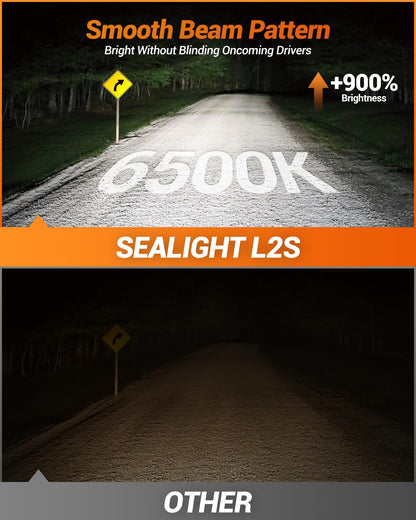 SEALIGHT 9006/HB4 9005/HB3 LED Bulb Combo, 6500K White, Aluminum, 20 Year Lifespan, Pack of 4