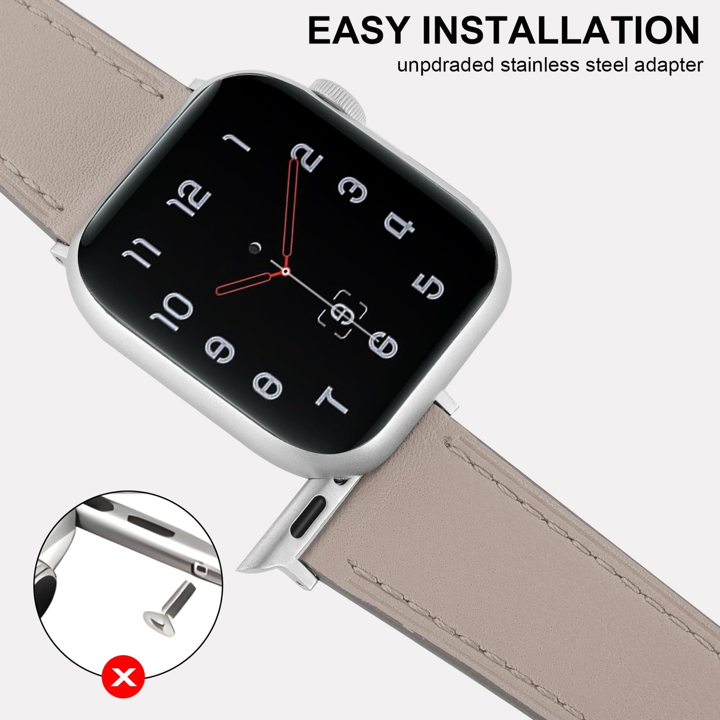 Italy Genuine Leather Bands Women Men Compatible with Apple Watch 38mm 41mm 40mm 42mm 44mm 45mm 46mm 49mm, iWatch Straps Smartwatch Replacement Band for Ultra SE 3/2/1 Series 11 10 9 8 7 6 5 4 3 2 1