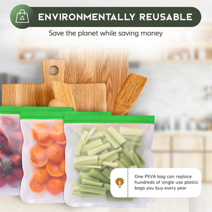 GREENZLA Eco-Friendly Reusable Freezer Bags, 24-Pack Extra Thick and Leakproof Resealable Gallon Bags for Safe Food Storage, Marinating, Snacks, and Meal Prep, Reusable, Non-Toxic, and Freezer Safety