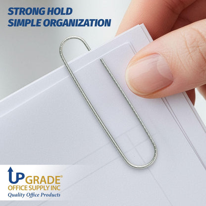 Upgrade Office Supply Jumbo Paper Clips, Non Skid, 1.9 Inch, 1000 Count (10 Boxes of 100), Silver, Made in USA