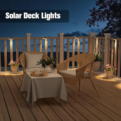 NIORSUN Solar Fence Lights,12 Pack Solars Deck Light,Warm White Color,Outdoor Bulb Waterproof Led IP65,Power Patio Lamp with Lenses for Outside/Backyard/Railing/Yard（White）