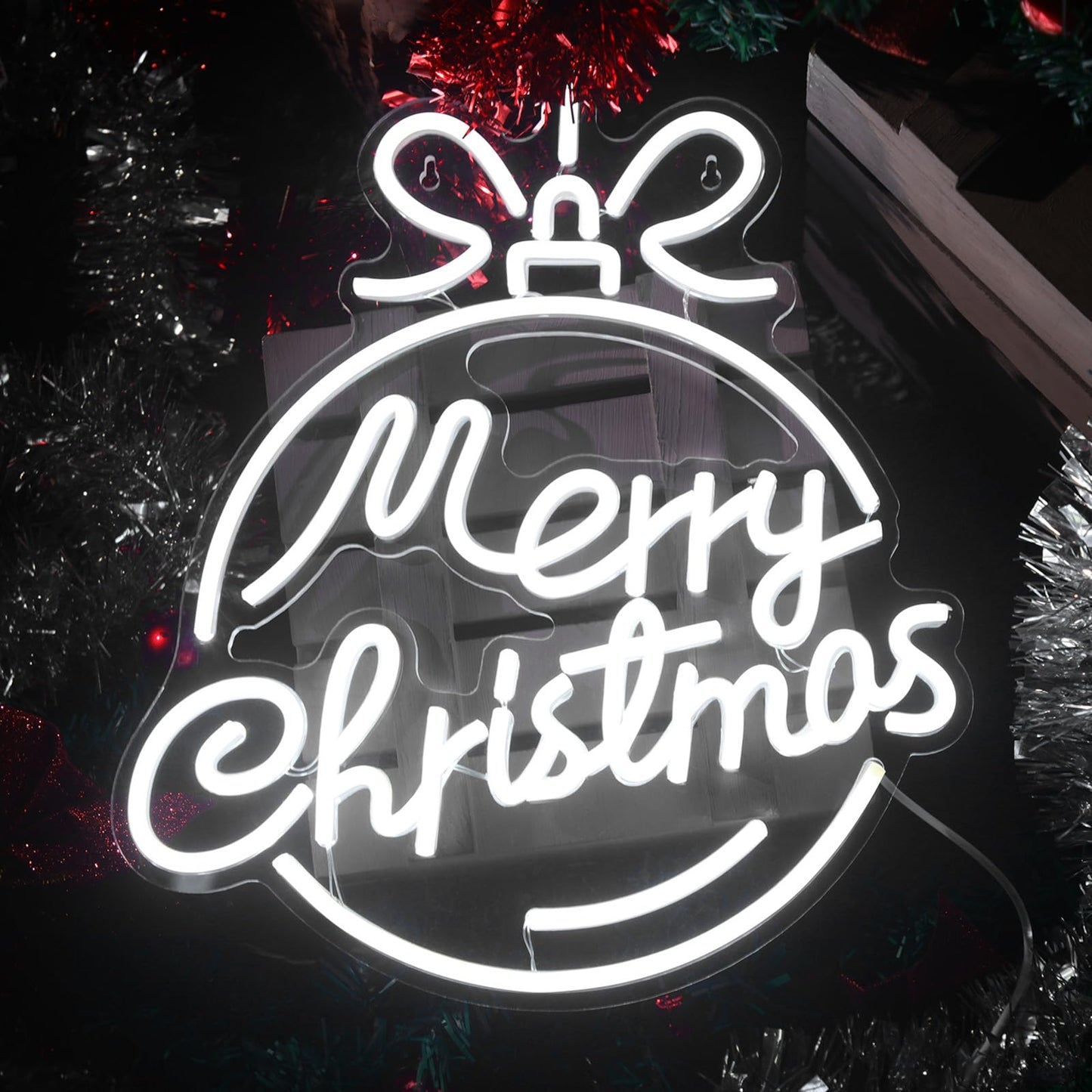 Xuhal Merry Christmas Neon Signs Acrylic Neon Light White Merry Christmas LED Light USB Powered Led Sign for Wall Decor Party Room New Year Wedding