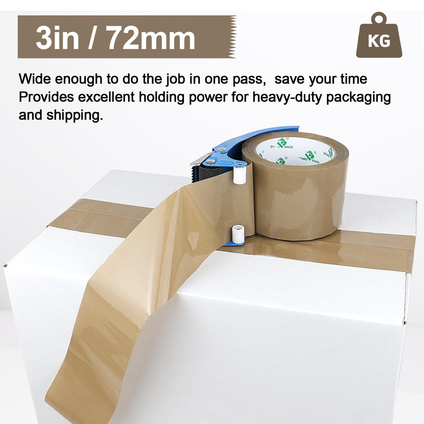 BOMEI PACK Brown Packing Tape 3 inch Wide, Heavy Duty Brown Packing Tape Refills for Moving Boxes, Shipping and Storage, 2.7 Mil x 60 Yards
