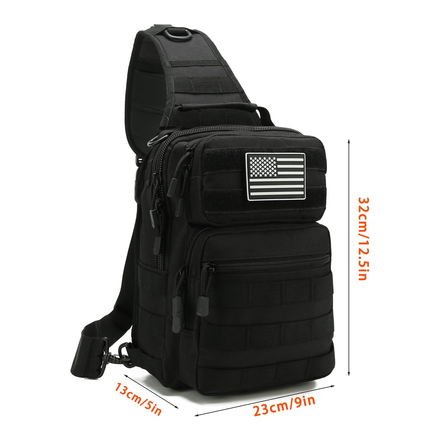 aYrap Tactical Sling Bag for men, Shoulder Backpack Molle Assault Range Bags Chest Pack Day Pack Crossbody Bag (Black)