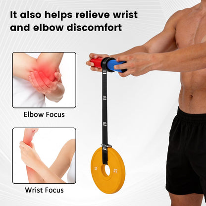 LIZAAL Forearm Strengthener & Wrist Roller，Forearm Exerciser with Thicker Silicone Handle, Forearm Trainer with Heavy-Duty Nylon Strap, Ideal for Muscle building,Grip Strength and Recovery Training - Red & Blue