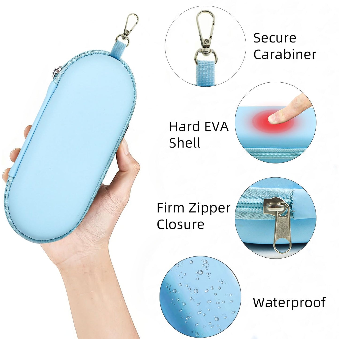 CHANGAR Double Eyeglasses Case PU Hard Shell Dual Glasses Case，Multiple Leather Sunglasses Organizer with Clip Double Eyewear Storage for Men Women Travel(Blue)