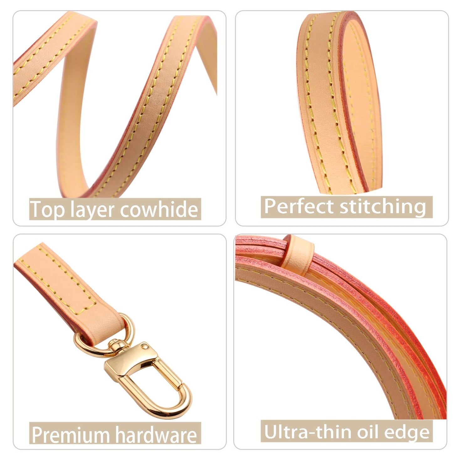 COLSEEY Genuine Vachetta Leather Crossbody strap Genuine leather Adjustable Replacement Strap for Shoulder Bag Handbag Purse(0.59 Inch Width Adjustalbe)