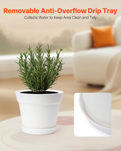 VEVOR Plastic Plant Pots, 16 Packs 6 in Durable Planters, Lightweight Nursery Pots with Drainage Holes & Detachable Saucers, Round Tapered Flower Pot for Indoor & Outdoor Plants, Home Garden Decor