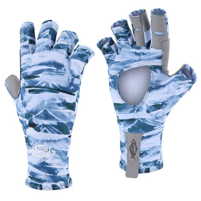 Palmyth UV Protection Fishing Fingerless Gloves UPF50+ Sun Gloves Men Women for Kayaking, Hiking, Paddling, Driving, Canoeing, Rowing (Air Mountain Sky, Medium)
