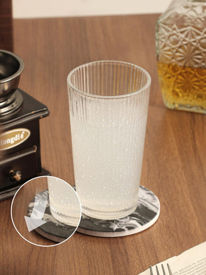 LIFVER Coasters Set of 6, Coasters for Drinks Absorbent Stone with Holder, Black Marble Style Ceramic Drink Coaster for Tabletop Protection, Coffee Table Decor Ideal for Home Decor House Warming Gifts