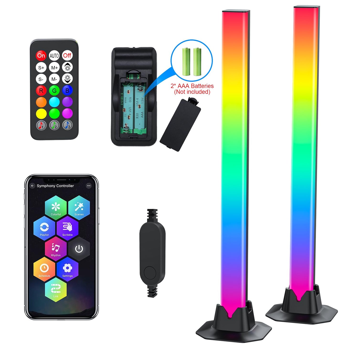 16.5" Smart Light Bar, RGB LED Light Bar for Room, 16 Million Colors Changing, 213 Preset & 8 Scene Modes, Dynamic Music Sync, 3 Control Modes, RGB & IC Ambient Backlight for TV, Gaming Room