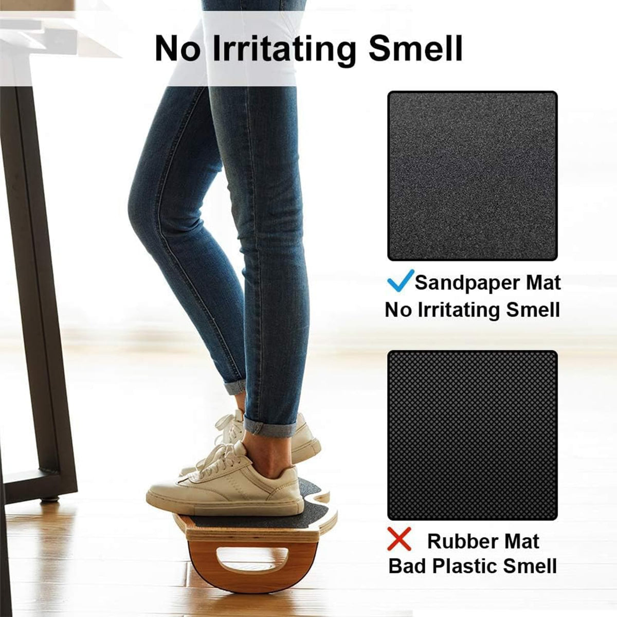 StrongTek Ergonomic Wood Foot Rest for Enhanced Circulation & Comfort, 350lbs Capacity, Rocker Balance Board for Standing Desks, Non-Slip, No Assembly, 18" Wide - Ideal for Office/Home