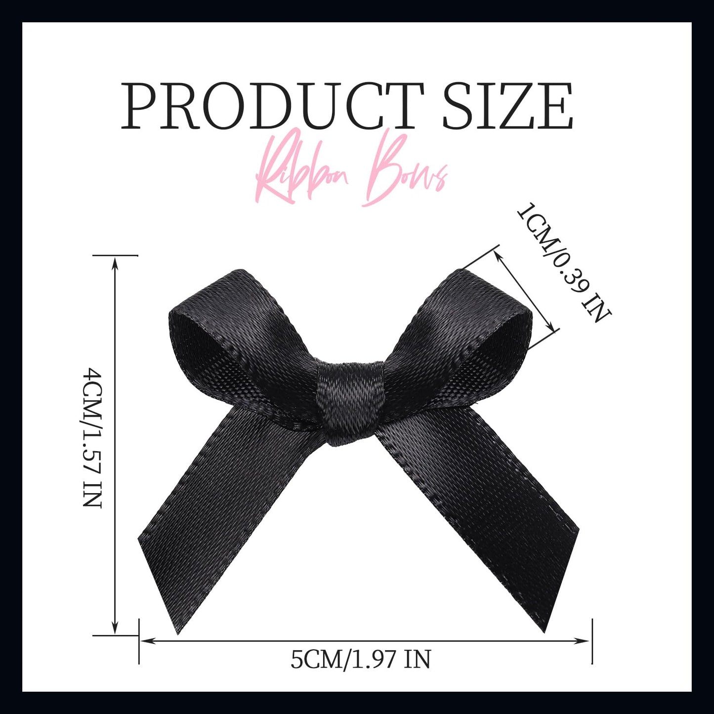 YGDZ 50 PCS Mini Black Bows, Small Stain Ribbon Black Bow for Cake, Tiny Bows for Crafts, Bow Decorations for Party Favors, Balloons