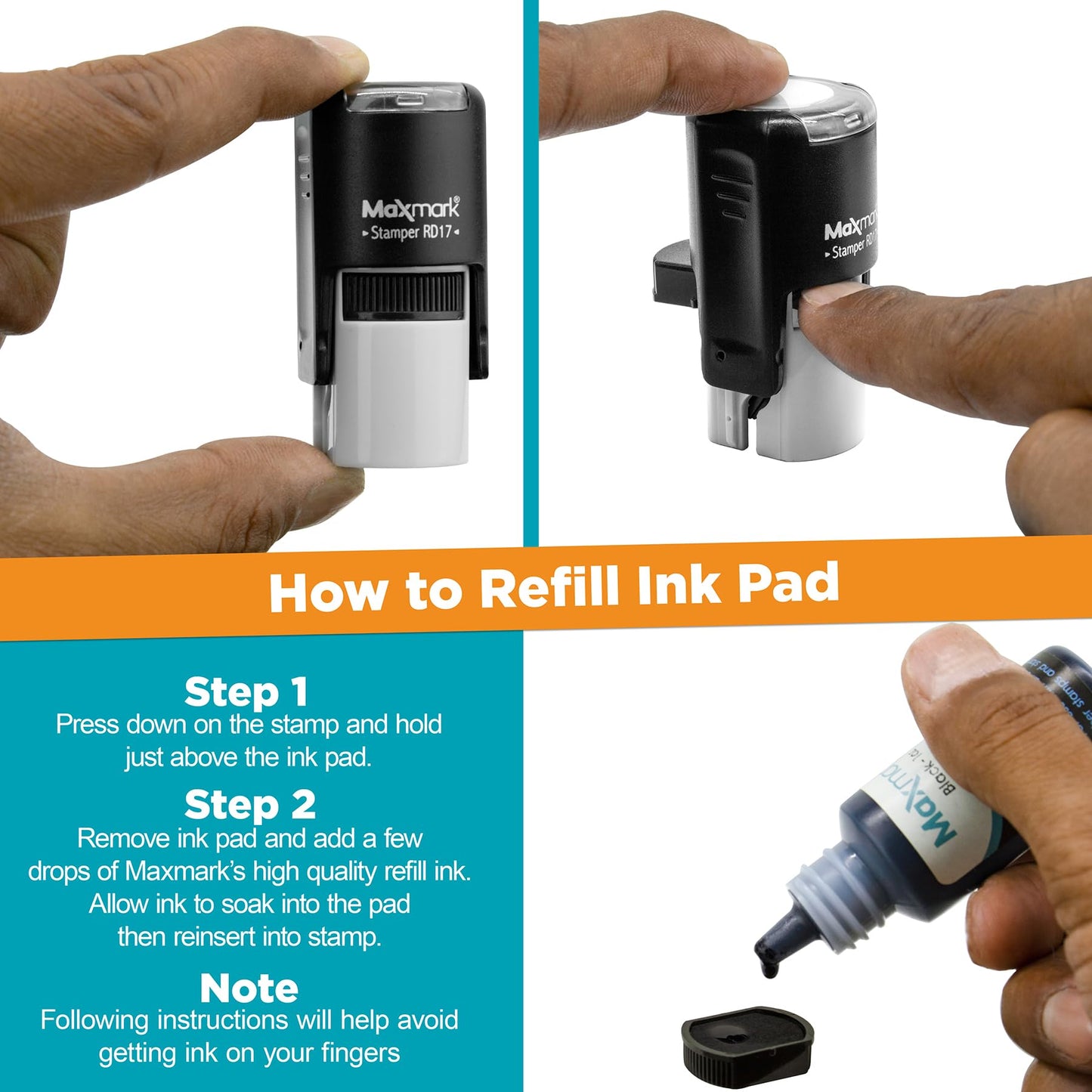 MaxMark Round Self Inking Emoji Stamp - Like - Green Ink