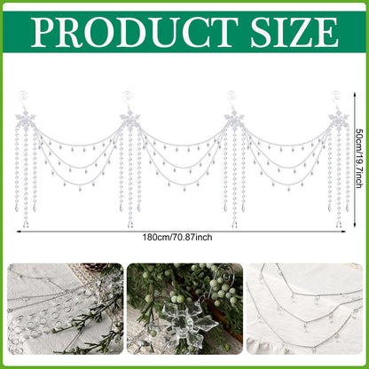 Yalikop 6 ft Crystal Tassel Garland Decoration Wedding Party Favor Ornament Clear Acrylic Hanging for Wedding Table Wall Stair Railings Winter Wonderland Decorations