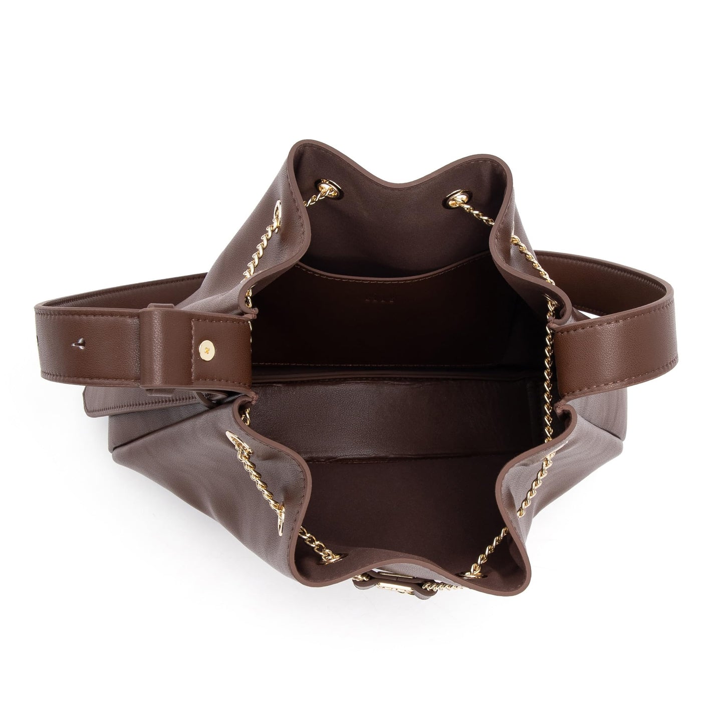 ELLE Purses for Women Genuine Leather Bucket Bag Chain Drawstring