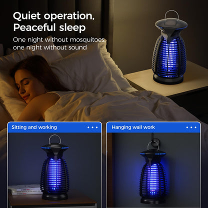 Outdoor Bug Zapper with LED Light - Electric Mosquito Killer Fly Trap Insect Zapper Outdoor and Indoor for Home Kitchen, Patio, Backyard