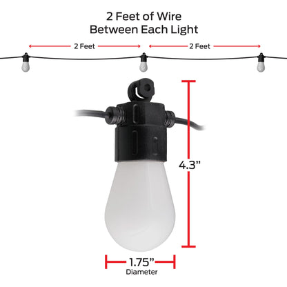 Monster 24 Foot Outdoor Smart RGB+IC+WW String Lights, 12 Bulb Color Flow Dimmable LEDs, Sound Reactive, Water & Weather Resistant, Compatible with Alexa, Siri, Google Home, App