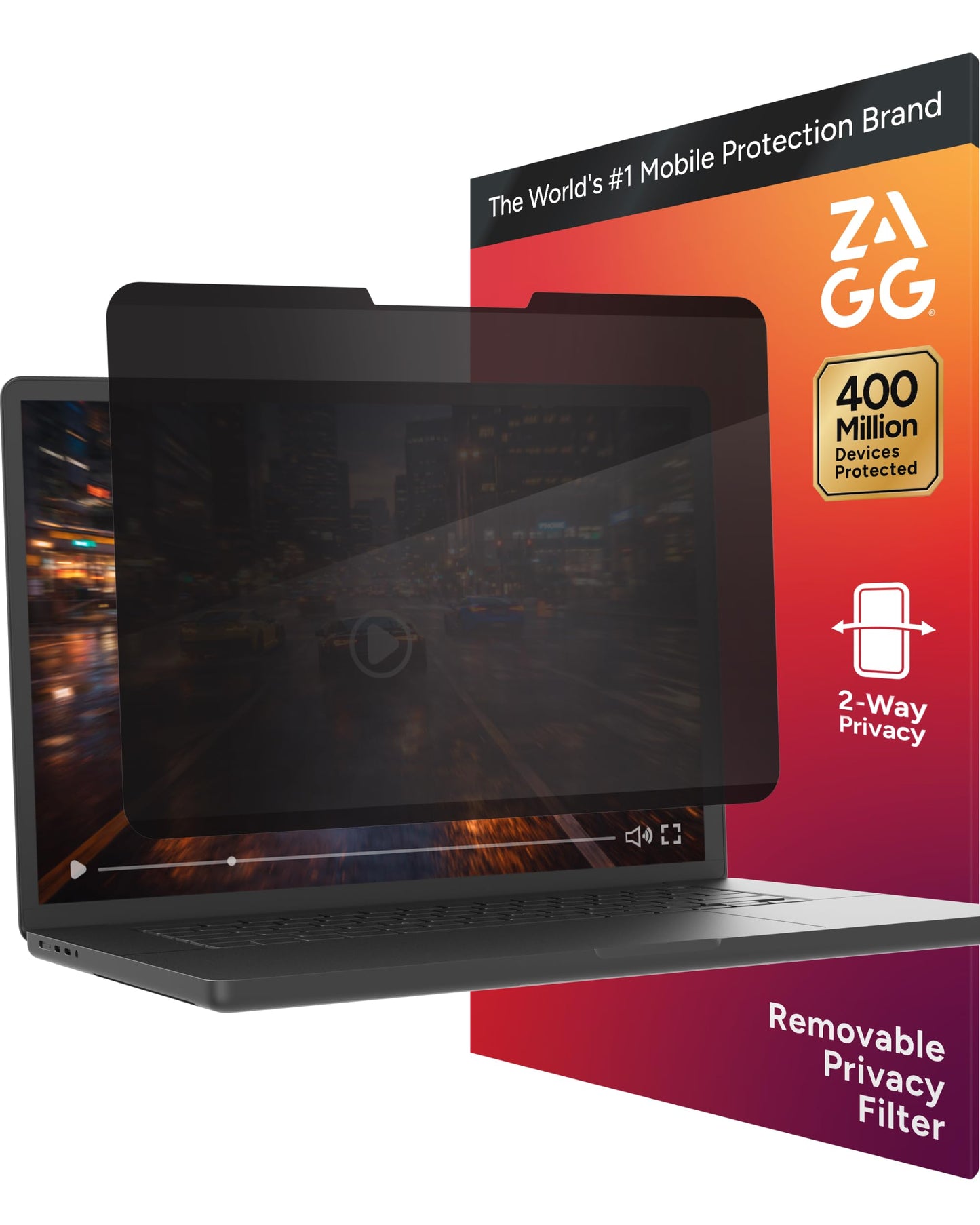 ZAGG 14-Inch Universal Laptop Privacy Filter (16:9) – Removable Magnetic 4-Way Screen Filter, Anti-Glare Matte Finish, Fingerprint Resistant, Reusable Design & Protective Sleeve